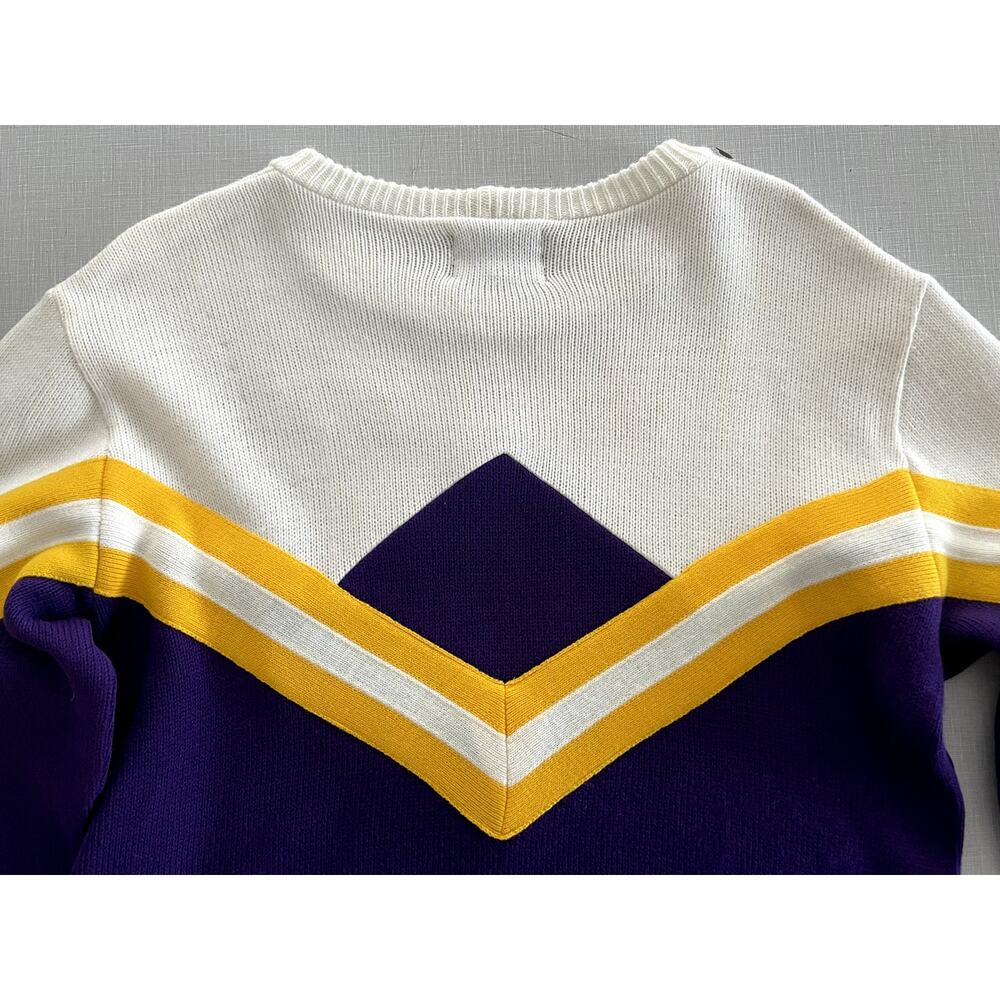 Dehan Sz L Vintage Cheerleader Sweater Purple Acrylic 80's Uniform Islanders - Picture 10 of 13